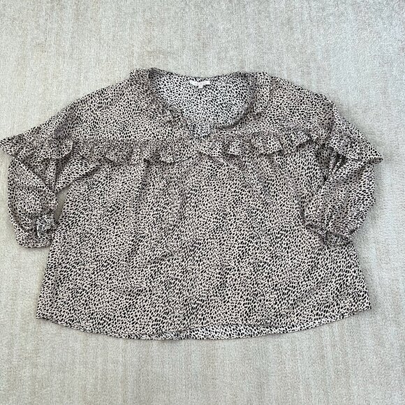 Stitch Fix Skies Are Blue 3/4 Sleeve Ruffle Blouse Top L - Picture 1 of 9